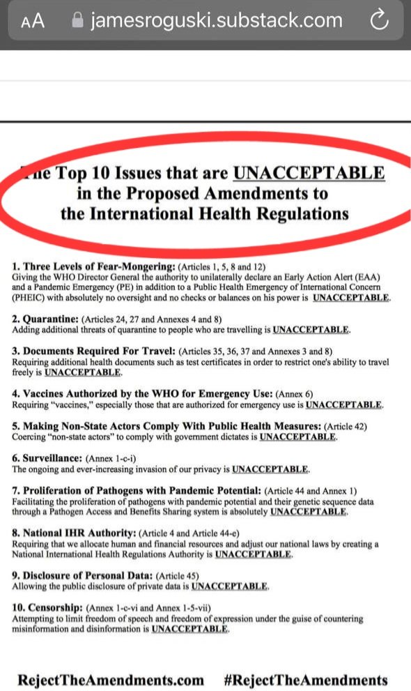 G11Sven's tweet photo. LEAVE THE @WHO NOW❗️
Below #ten very important issues concerning the new #IHRs from the #WHO, probably starting in May 2024/Jan 2025! #DeleteWHO
@2Ajaxfriend @Momootjem2
@EtienneJansen @DennyMaassen
@VolkersBram @itsmeSZ
@IngeJusta @_Chrystal_1982_ @Polkadot51 ea
👇👇 https://t.co/9rxxU8O20Y