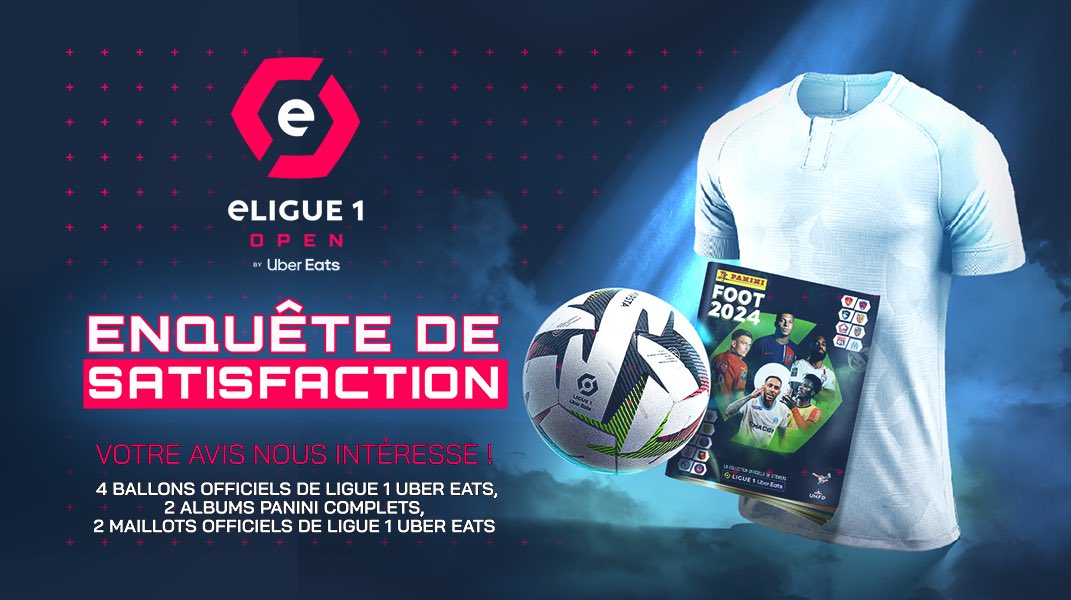 📢ENQUÊTE DE SATISFACTION À tous les participants de l’#eLigue1Open by @ubereats_fr 2023-24, vous êtes invités à participer à notre enquête pour recueillir votre opinion sur la compétition.  De nombreux lots sont à gagner 🎁 Pour répondre : ➡️lfp.eu.qualtrics.com/jfe/form/SV_a9…