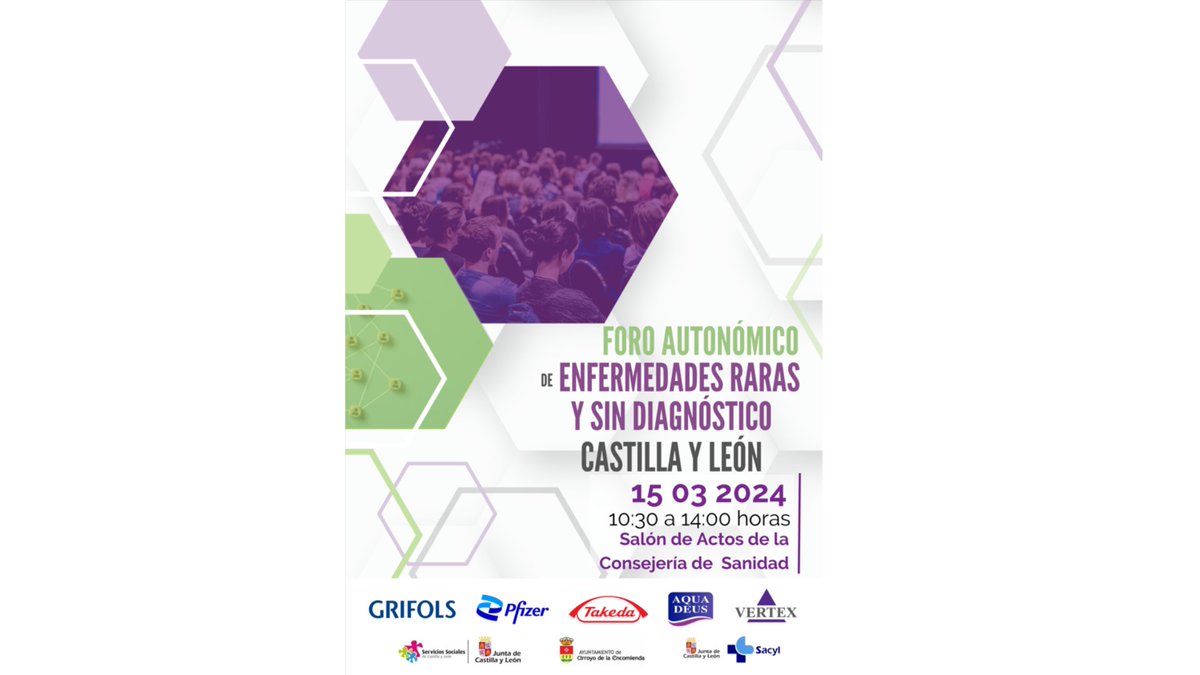 🟣El 15 de marzo tendrá lugar el foro autonómico de #enfermedadesraras en Castilla y León. 

Estará compuesta por tres mesas de debate y contará con la asistencia de Ricardo Fernández, nuestro Representante Territorial y Juan Carrión, nuestro Presidente

👉bit.ly/3TrgNOD