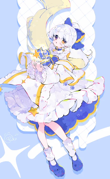 Vtuberさん描きますタグからヘーゼル・ヴァイスさん(#Hazel1113Weis )描かせて頂きました全身で描く予定なかったのに、可愛すぎて全身になりました。ふりふりふわふわ可愛い〜! 