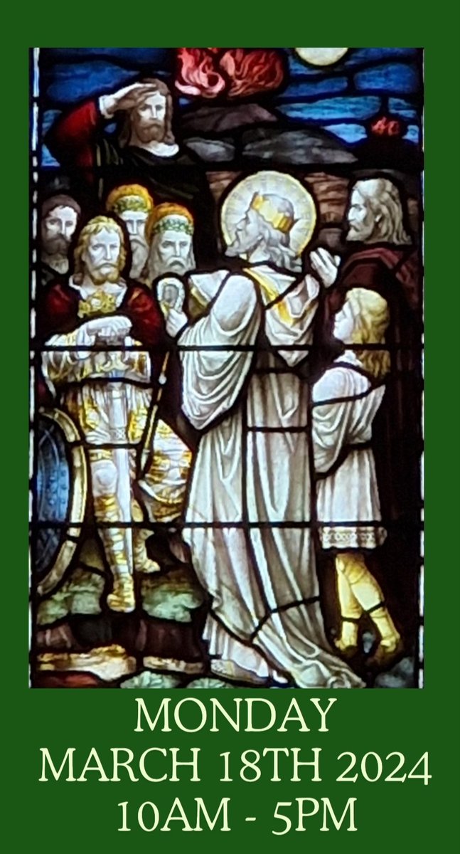 Happy St. Patricks Day in advance!
The Cathedral is open to visitors Saturday and Monday 10am-5pm; 
Sunday for worship 11.30am and visitors 12.30pm-5pm.
Do pass the word around and thank you to the volunteers who have made this possible.