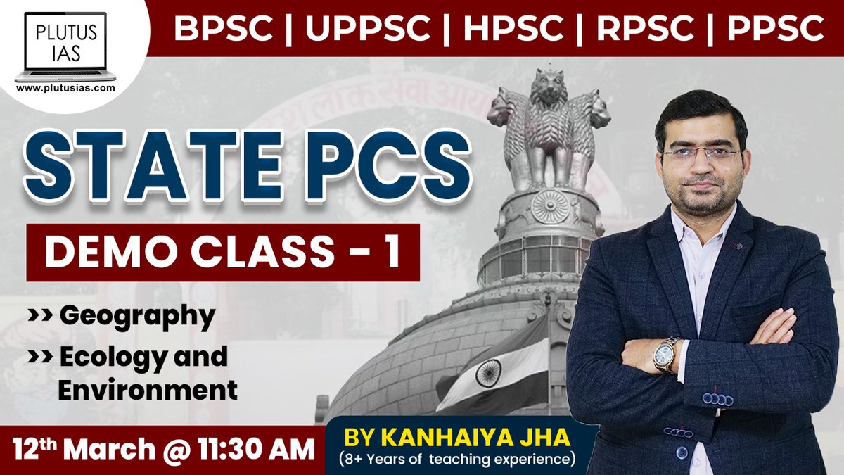 ias_plutus's tweet image. Join us for the STATE PCS DEMO CLASS on Geography, Ecology &amp;amp; Environment starting tomorrow at 11:30 AM with Kanhaiya Jha. 

Tune in live on our YouTube channel: Plutus IAS. 
Don&apos;t miss this opportunity to learn and grow! 

#plutusias #democlass #statepsc #bpsc #uppsc #hpsc