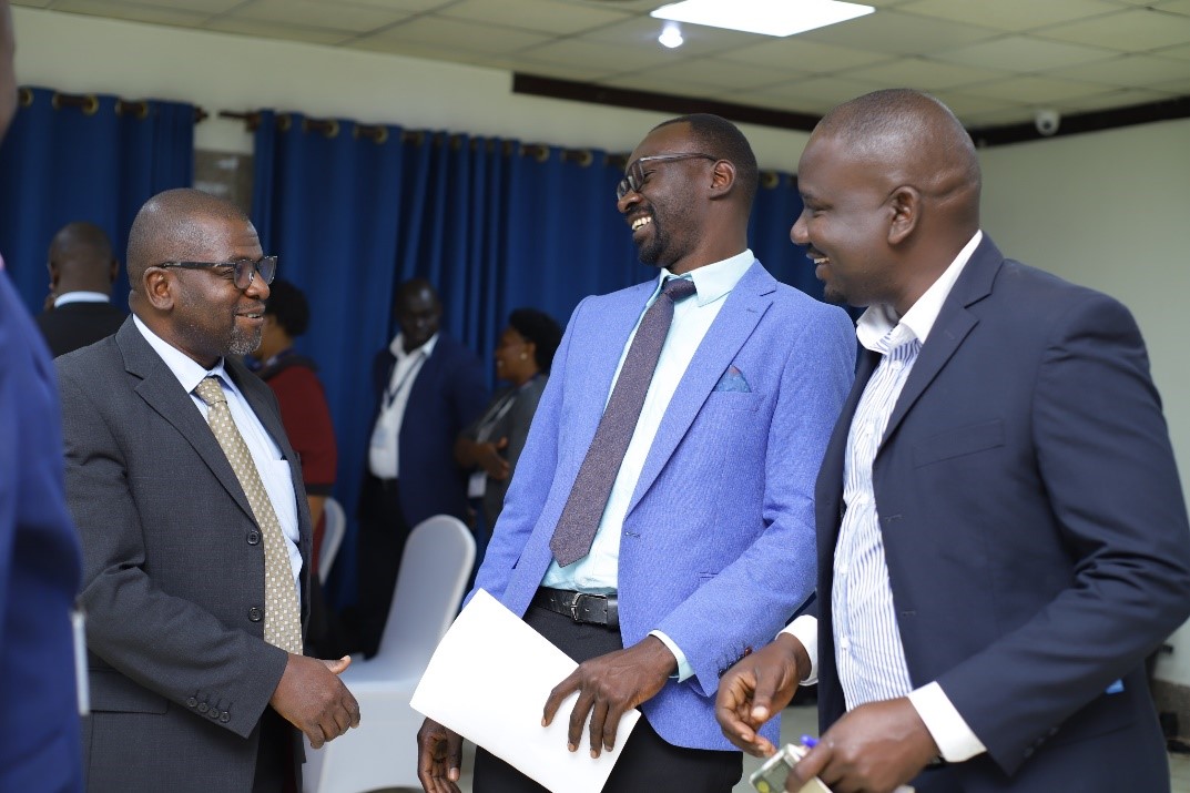 ReLABHS_Uganda's tweet photo. #RehabforAll @ReLAB-HS_Uganda  team members catch a light moment with @WHOUganda representative Mr. Joseph Muwoga during the  2nd National policy roundtable. https://t.co/setPzH3W02
