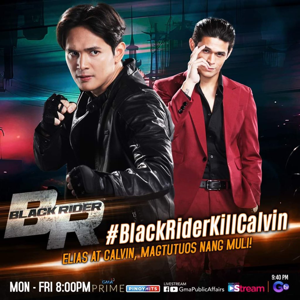 #BlackRiderKillCalvin 'Yan ang official hashtag ng episode 91 ng #BlackRider. Sabay-sabay tayong manood ng 'Black Rider,' 8 PM sa GMA Prime at GMA Public Affairs' FB/YT livestream, at 9:40 PM sa GTV.