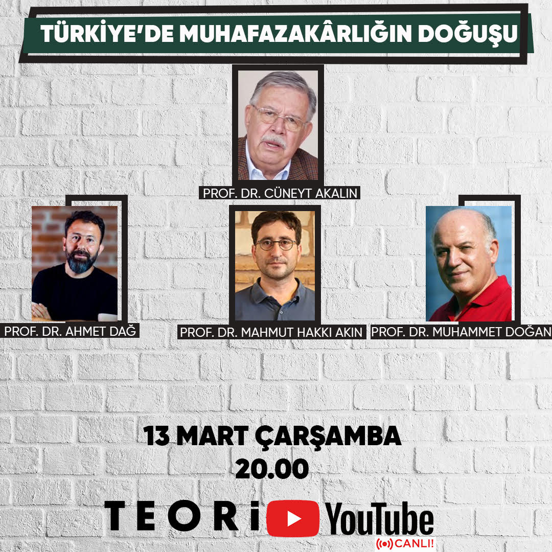 ❗️Modern muhafazakârlığın Türkiye'deki ilk teorisyenleri kimlerdi?

❗️Muhafazakârlığın Türkiye'deki kaynakları?

❗️Türk Muhafazakârlığı ile Batı Muhafazakârlığının ortaklık ve ayrılıkları? 

❗️19. yüzyıl Türk Muhafazakâr aydınını ve Doğu-Batı sorununu konuşacağımız Türkiye'de
