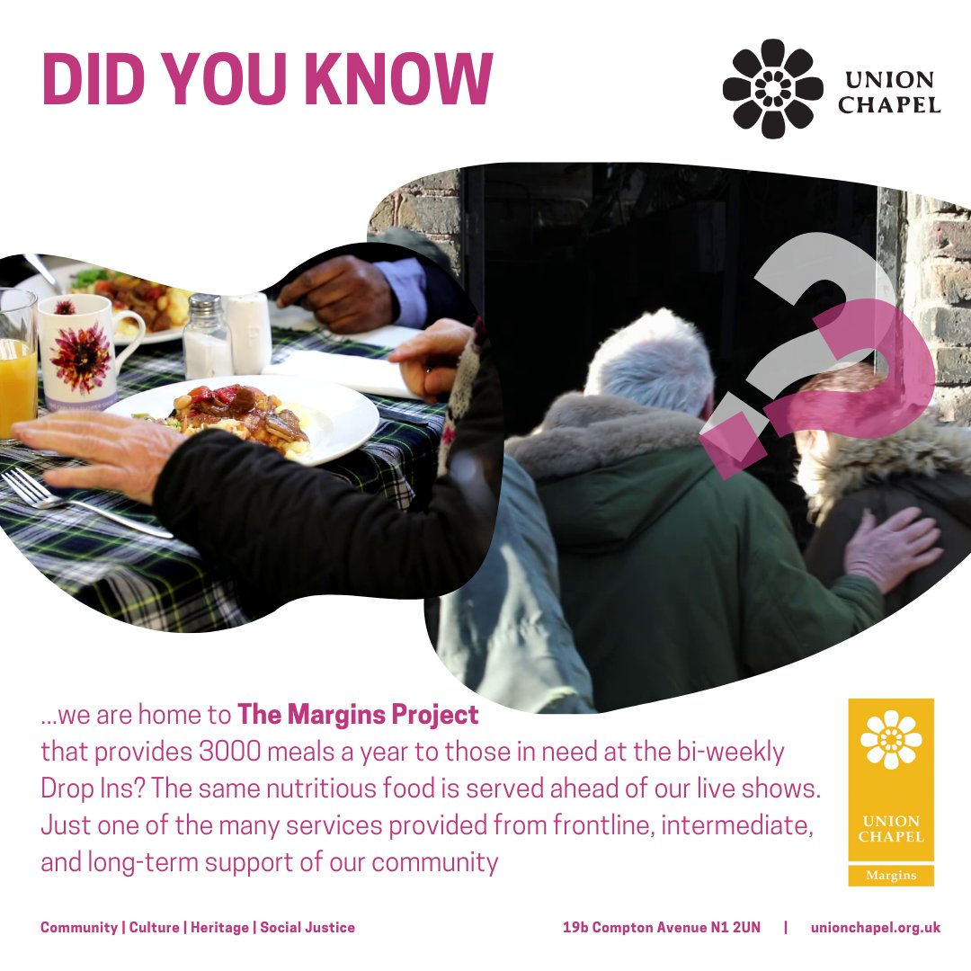 #DYK we are home to homelessness charity The Margins Project that provides 3000 meals a year to those in need at the bi-weekly Drop Ins? The same nutritious food is served ahead of our live shows. Learn more at youtu.be/MpI1lhNuuow Follow at @marginsproj