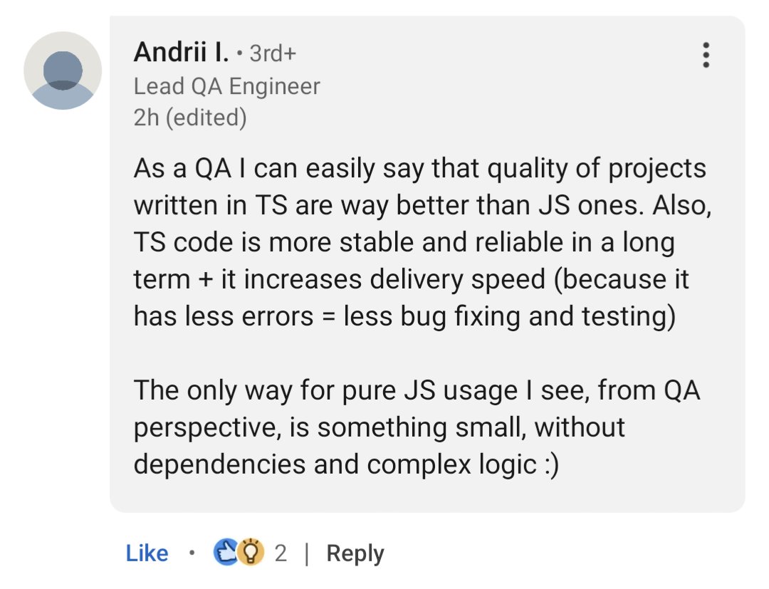 A QA on LinkedIn says he can tell the difference between JS and TS ...