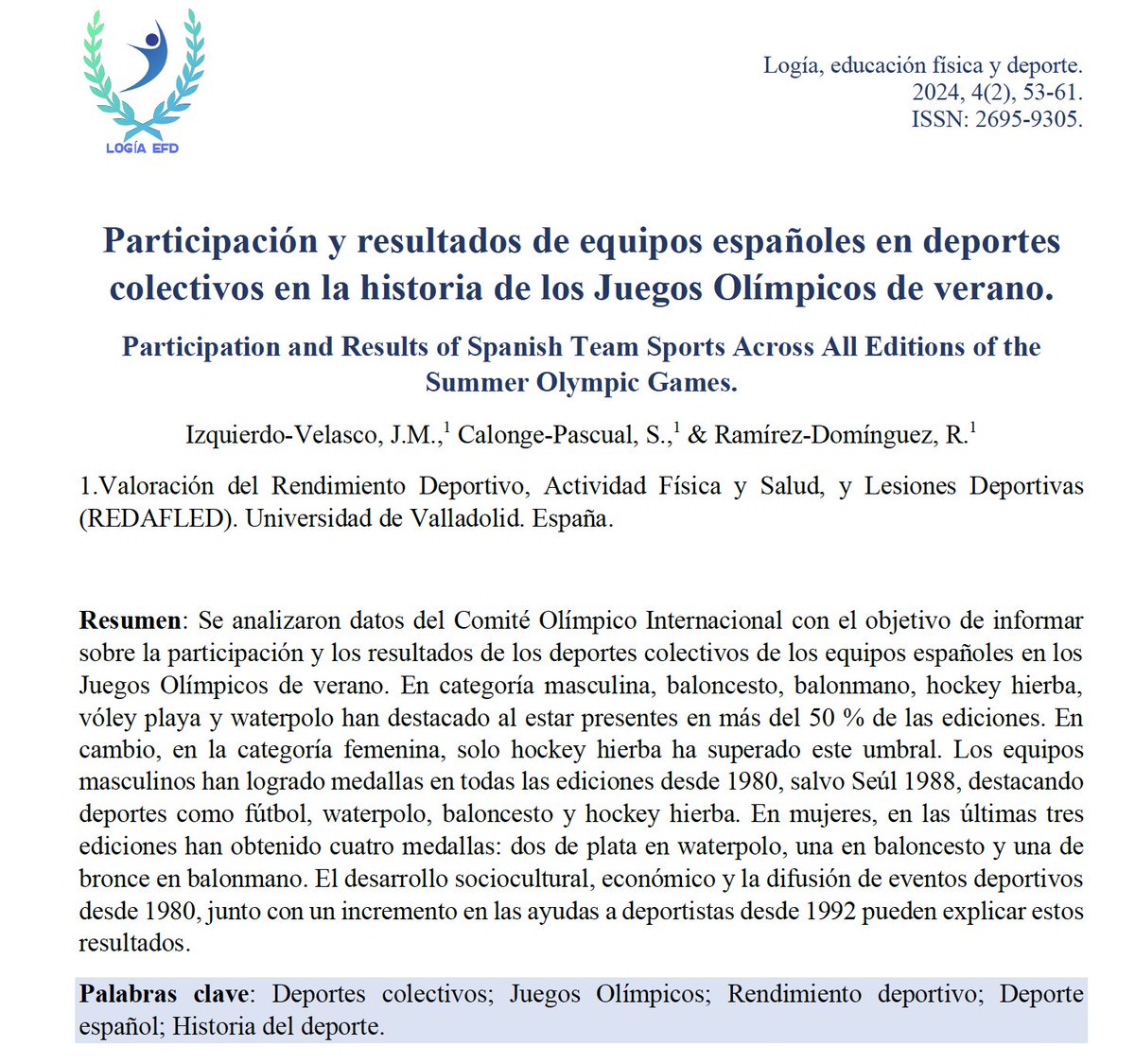 5⃣ Participación y resultados de equipos españoles en deportes colectivos en la historia de los Juegos Olímpicos de verano.
💻 logiaefd.com
