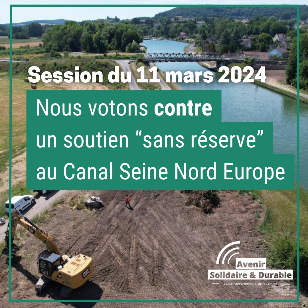 Avenir_SD's tweet photo. 🗣"Nous sommes en train de tuer le fret ferroviaire pour ce canal"

❌Nos trois élus ont voté contre l'avis favorable "sans réserve" du Conseil départemental sur la demande d'autorisation environnementale des secteurs à 2 à 6 du Canal Seine Nord Europe. https://t.co/rvOnjKSttk