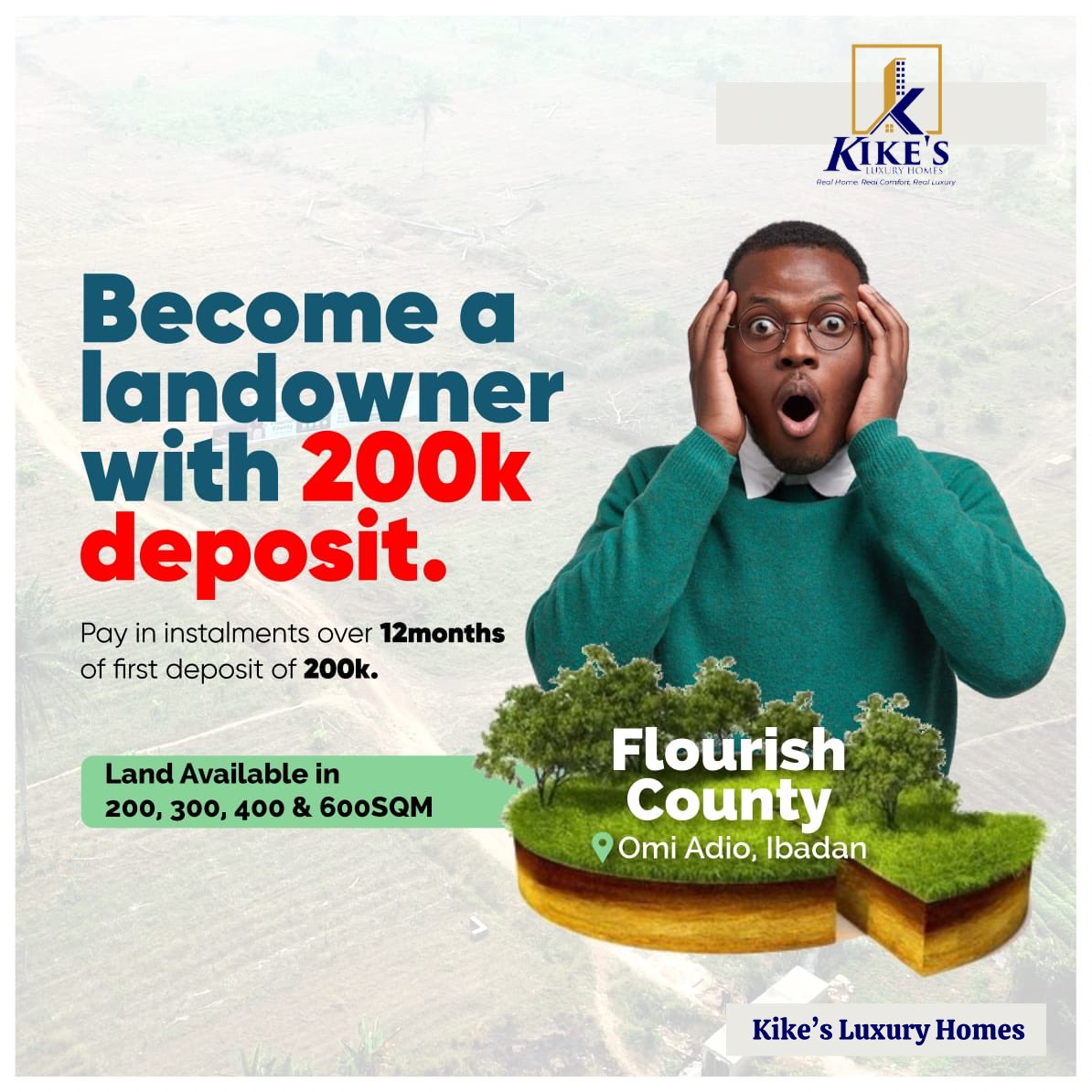 Kikes_VLH's tweet photo. With an Initial Deposit of N200K Own a Plot of Land at the Flourish County, Omi Adio, Ibadan

200Sqms: N500K
300Sqms: N750K
400Sqms: N1M
600Sqms: N1.5M
1 Acre (6 Plots): N9M

DOCUMENT &amp; DEVELOPMENT  FEE: N900 Per Sqms

BROKER’S FEE: Buyer Pays 10%

08162220182
KIKE’S LUXURY HOMES https://t.co/WAbo86gc5r