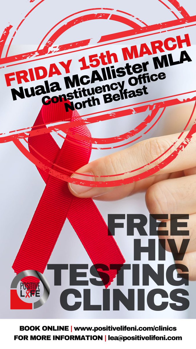 This Friday we’ll be running a popup #HIV testing clinic at @NualaMcAllister constituency office at 529 Antrim Road. #gettested to #knowyourstatus. If you have any questions, send us a DM. Please share with anyone in the area. You never know who needs to see this.
