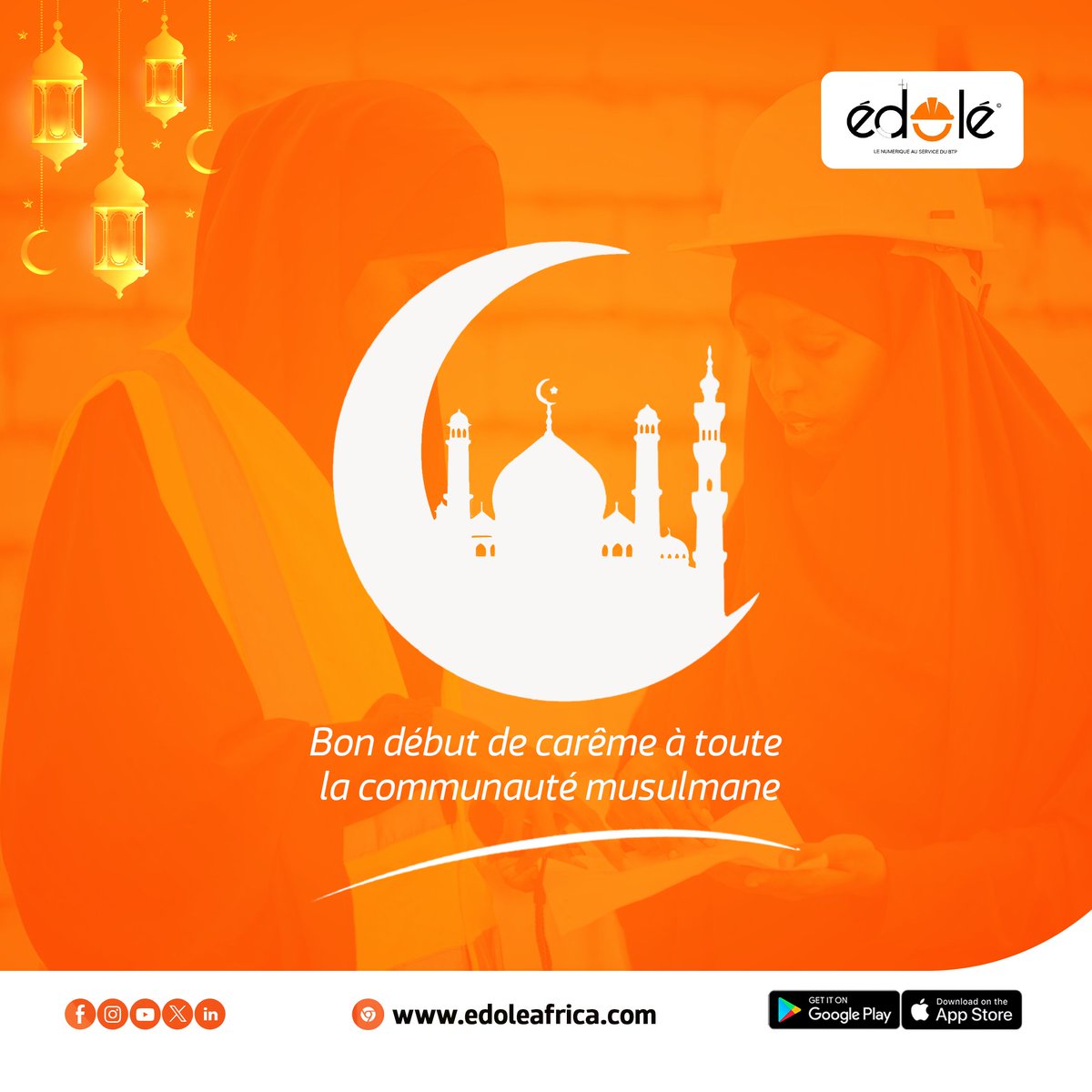 edoleafricaci's tweet photo. Edole Africa souhaite à la communauté musulmane, d'ici et d'ailleurs, un bon début début de carême ! 🙏🏾🕌
#EdoleAfrica #EACI #LancementEACI #BTPInnovant #SolutionNumerique https://t.co/kC8TanttTP