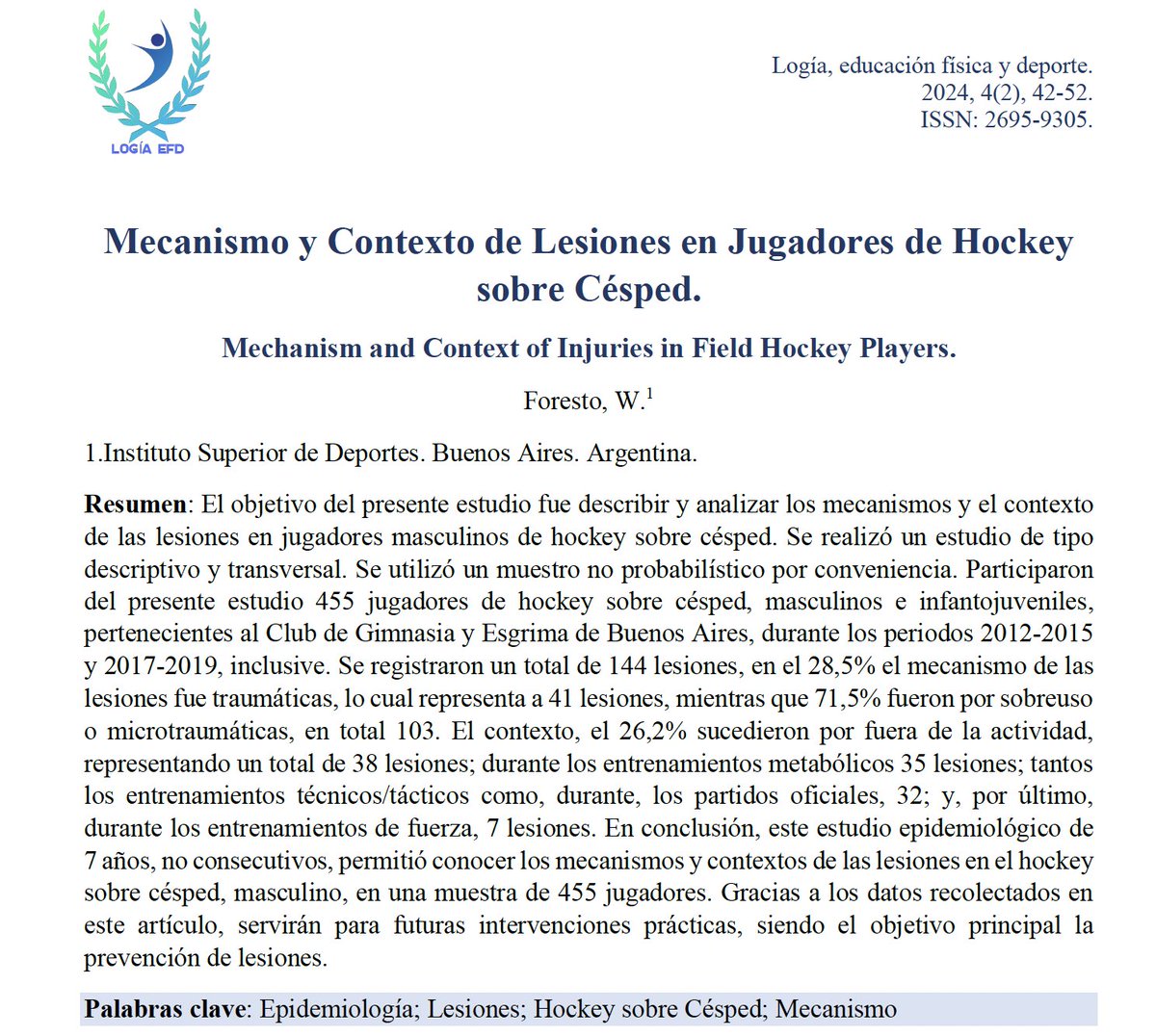 4⃣ Mecanismo y Contexto de Lesiones en Jugadores de Hockey sobre Césped
💻logiaefd.com