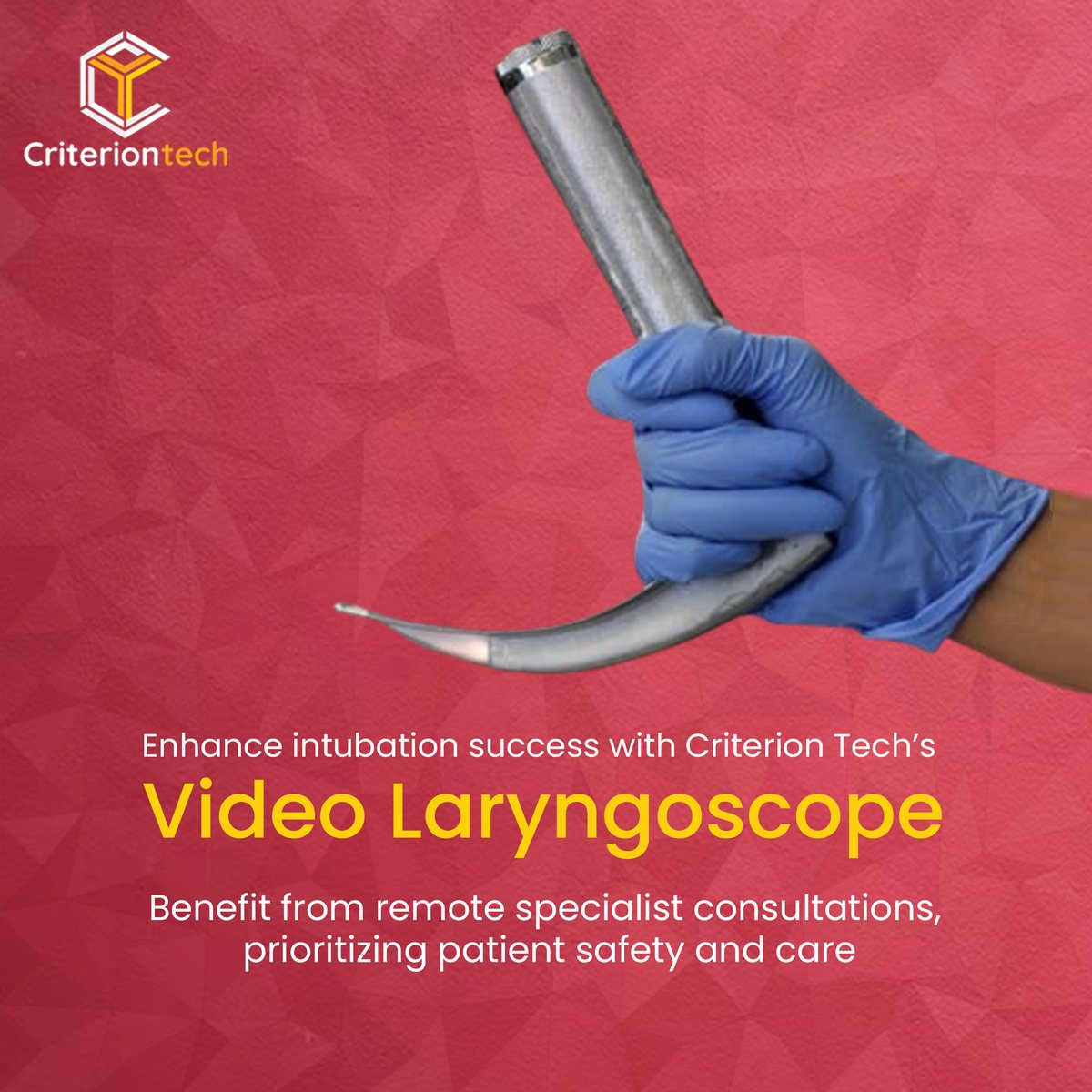 Our Video Laryngoscope ensures precision and patient safety. 🌐🏥

Learn more at: criteriontechnologies.com/video-laryngos…
.
#MedicalInnovation #PatientSafety #RemoteConsultation #PatientSafety #HealthcareInnovation #LaryngoscopeAdvantage #Criteria4Technology #CriterionTech