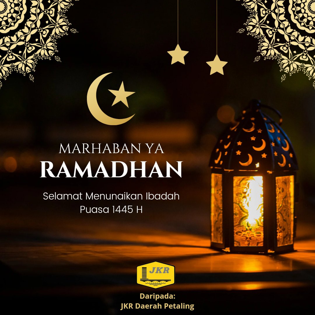 Selamat Menyambut Bulan Ramadhan 1445H / 2024M kepada seluruh umat Islam daripada Jurutera Daerah dan Warga Kerja JKR Daerah Petaling. Marhaban Ya Ramadhan 🕌