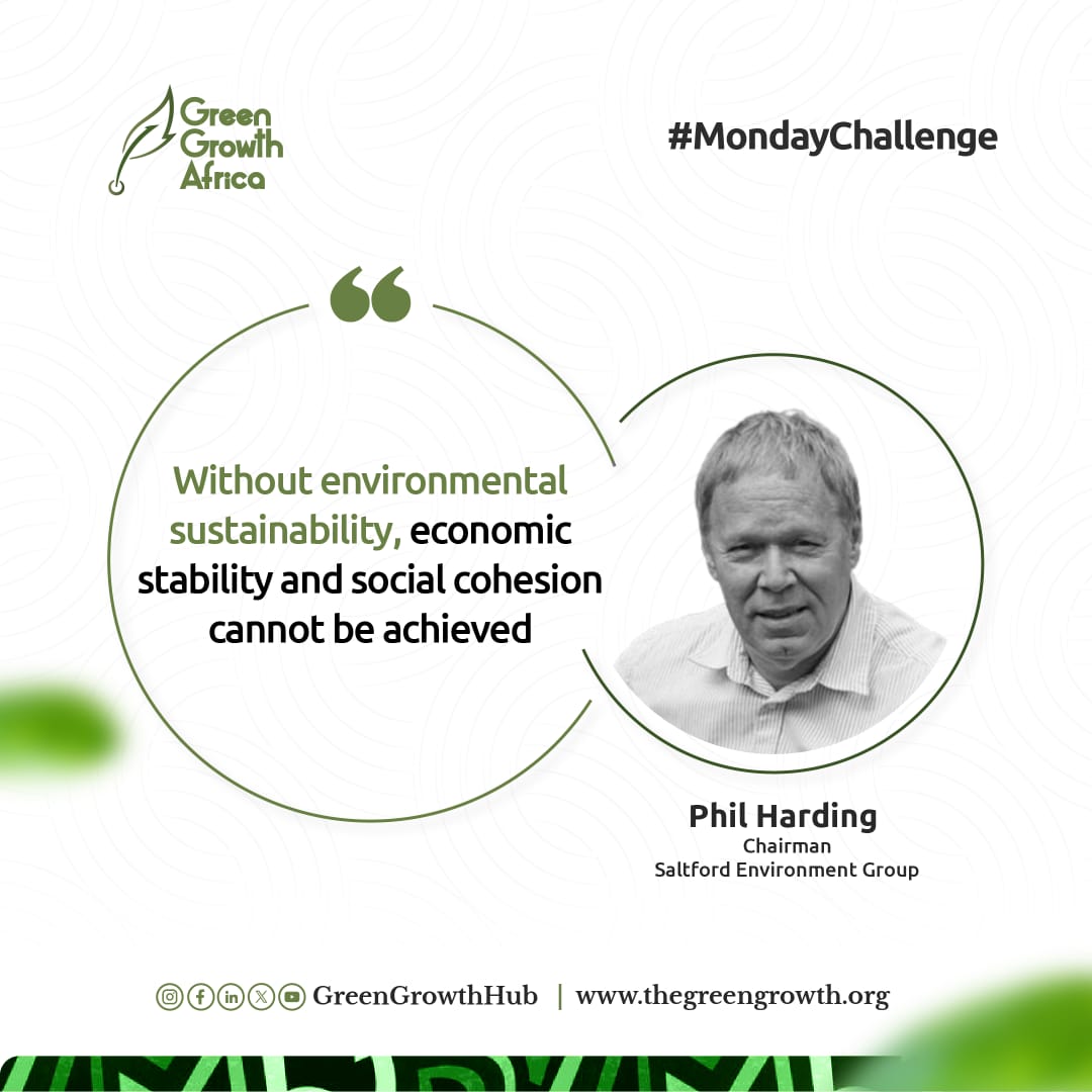 This week's #MondayChallenge emphasizes the relationship between environmental sustainability, economic stability, and social cohesion. It also shows the important role the environment plays in shaping both the economic and social aspects of our society. 

#GreenGrowthAfrica