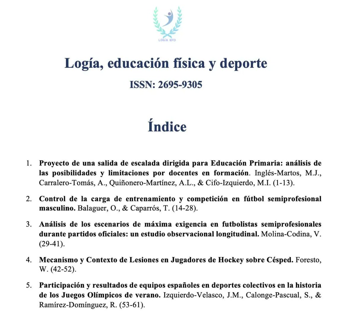 ✅ Nuevo número de <a href="/LogiaEFD/">Logía, educación física y deporte.</a> ✅
🧗‍♀️ #Escalada
⚽️ #Fútbol
🏑 #HockeyHierba
🎖️ #JuegosOlímpicos
💻 Más info en: logiaefd.com