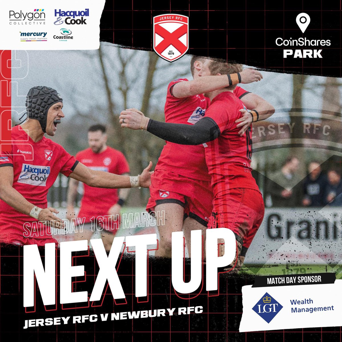 JerseyRFC's tweet image. THE BIG ONE  🔜 at @CoinSharesCo Park 💥🏟️

This Saturday we face Newbury RFC - a win for Jersey would clinch the league title and secure promotion to Regional 1! 🏆

🏉 KO 2.15pm
🎫 Free Entry

⭐ Match Day sponsored by LGT Wealth Management 

#PackThePack #JerseyRFC