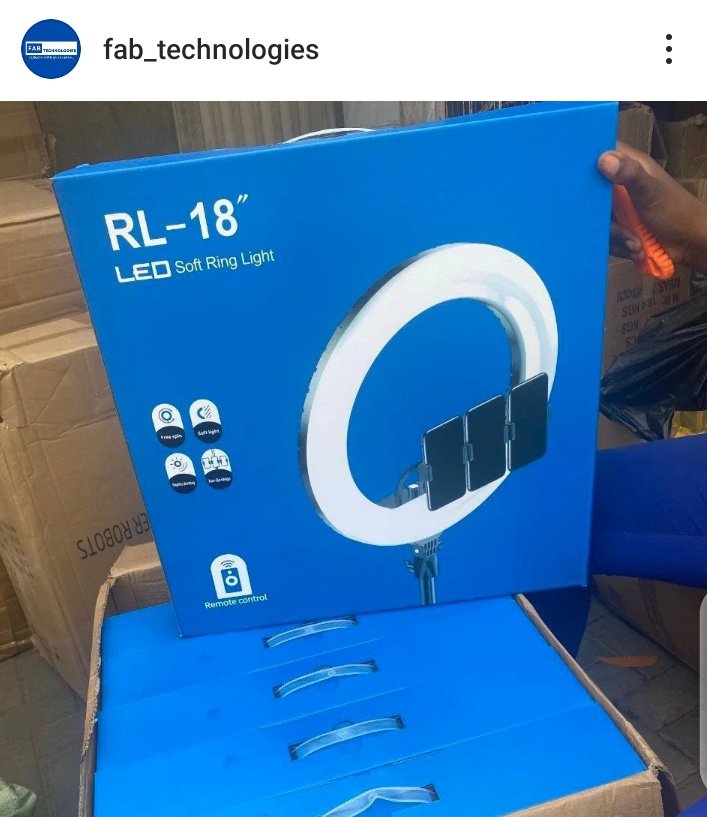 Fab_Tech_'s tweet image. 18 inches RL Ring light with 2.1M tripod stand 
Price: N38000

3 phone holder
Remote control
Free spin
3 Light Effect 
Carrier bag

Nationwide Delivery 🇳🇬 

Slide into our DM to place an order
Call/Whatsapp: 08034817725