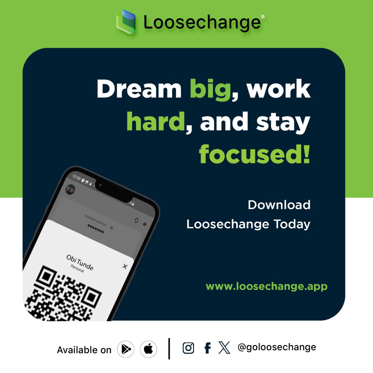 goLoosechange's tweet photo. Dream big, work hard, and stay focused! 💫 Every journey starts with a single step, and at #LoosechangeApp, we're here to support you every step of the way. 

Download https://t.co/AwPbj4pcKU via Google playstore and Apple store 

Better than Cash, Faster than Card

#payment #cashless #MondayMotivation #fintech #Oscars #Nigeria #businessowner  #Ramadan #rama