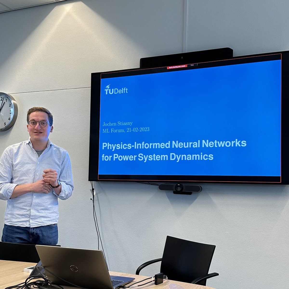 Exciting presentation by Jochen B. Stiasny at the IEPG ML forum, diving into 'Physics-Informed Neural Networks for Power System Dynamics'. 

Welcome to our team, Jochen! As a new PostDoc, he brings invaluable expertise, building on his PhD from @DtuWind (2023).

#DAIELab_members