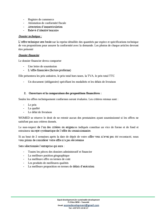 Womedorg's tweet photo. APPEL D’OFFRES N°01/2024 POUR L’AQUISITION DU MOBILIER DANS LE CADRE  DES ACTIVITES DU PROJET « FEMINISTE EN ACTION » #WOMED https://t.co/RTUyBX4k86