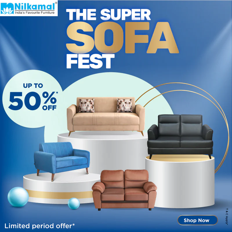 😍𝐍𝐢𝐥𝐤𝐚𝐦𝐚𝐥 𝐓𝐡𝐞 𝐒𝐮𝐩𝐞𝐫 𝐒𝐨𝐟𝐚 𝐅𝐞𝐬𝐭😍
Get Up to 50% OFF on Trending Sofas🥳
Shop Now👉bit.ly/3wYmTu8

#nilkamal #sofasale #sofaset #furnituresale #FurnitureDeals #CouponMoto #discountcode #OfferSale #shoponline