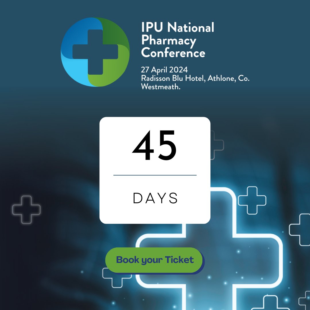 📅  Just 45 days left until we meet at the IPU National Pharmacy Conference 2024.

Book your tickets now ➡️ bit.ly/3Ueem2D 

🚩 Don’t miss the largest pharmacy educational and networking event in Ireland.

#IPUConference #ThinkPharmacy #PharmacyIreland