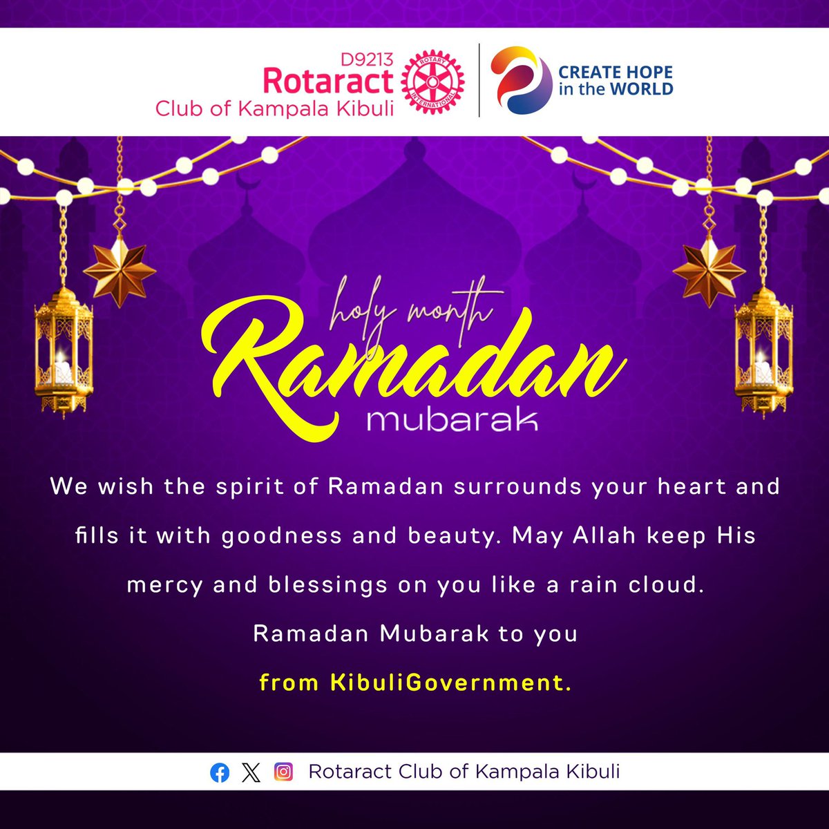Ramadan Mubarak to you and your family from the #KibuliGovernment. @RotaractD9213 @Rotaract_TV @RotaryMedia256 

#rctklakibuli #prteamrcrklakibuli #RotaractUGAt40