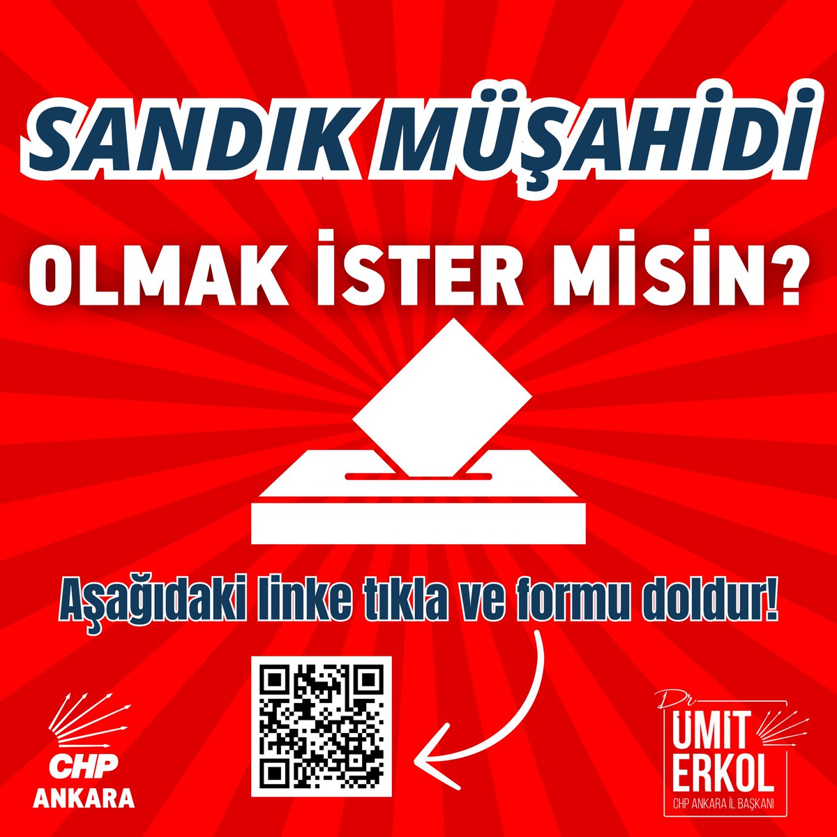 Sandık müşahidi olarak siz de sandıklara sahip çıkmak ister misiniz? Linkteki formu doldurarak müşahit olabilirsiniz ➡️ forms.gle/X9UWykQHzr1K8z…