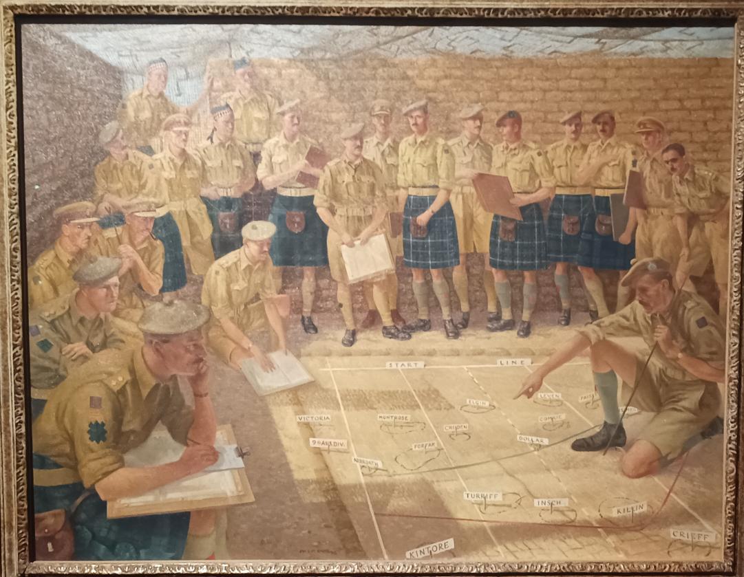 A pleasure to be at the launch of the wonderful @NtlMuseumsScot exhibition, 'Maps: Memories from the Second World War'. Also got to see this rather apposite painting en route: Ian Eadie, 51st Highland Division Plans El Alamein (1949)