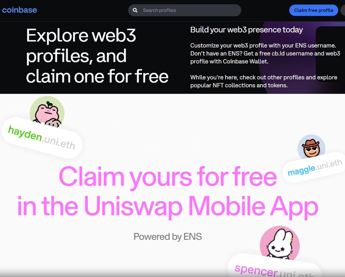 Wallets utilizing ENS subdomains to serve their users include:

👉 @CoinbaseWallet : cb.id
👉 <a href="/Uniswap/">Uniswap Labs 🦄</a> : uni.eth
👉 <a href="/beam_eco/">Beam</a> : beam.eco

#ENS #subdomain #Domains #Coinbase #Uniswap #Beam