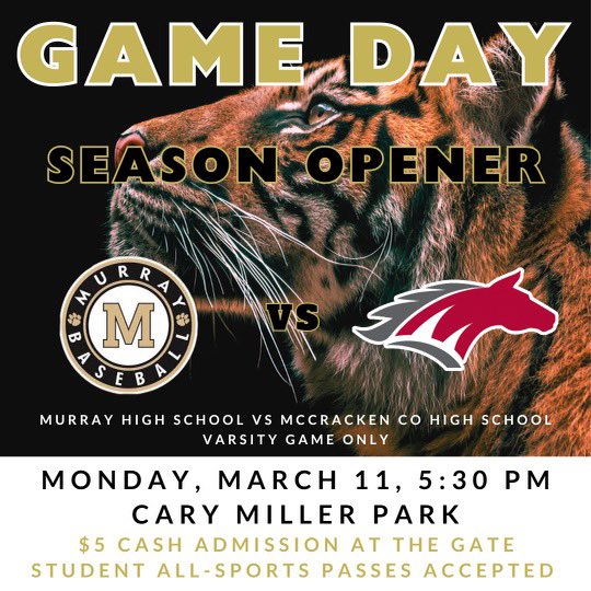 Tonight we open our season at home against #2 McCracken County. Come out and support our boys as they kick off the season! 🐅⚾️