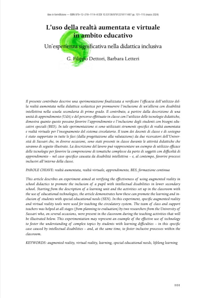 È uscito il nostro articolo pubblicato sul volume di Idee in form@zione dal titolo “L’uso della realtà aulentata e virtuale in ambito educativo”. Grazie mille per l’opportunità❤️