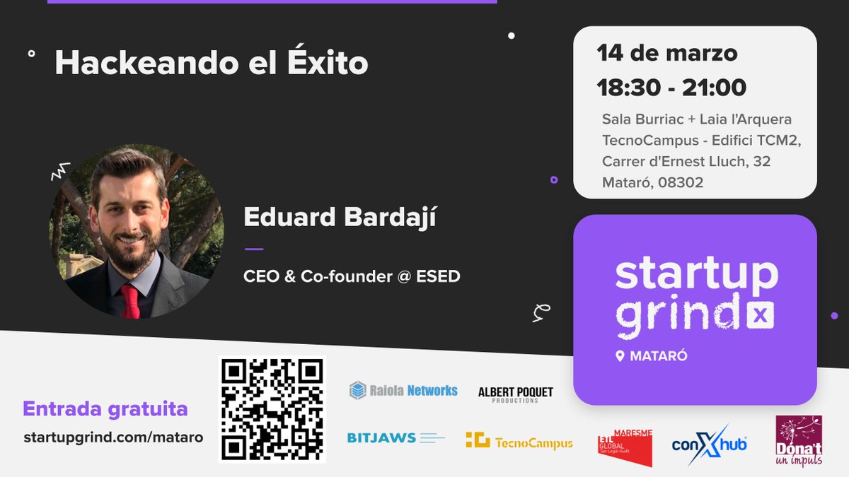 👉Vine al @SGMataro amb Eduard Bardají, CEO d'<a href="/esed_security/">ESED - Cyber Security & IT Solutions</a>🤩

Descobreix com va muntar l'empresa, un procés totalment #bootstrapping, des de zero sense #inversors🚀

I després, sessió de #networking👥

🗓️14 de març
⏰18:30 h
📍<a href="/TecnoCampus/">TecnoCampus</a>

Uneix-t'hi❗️🔗bit.ly/494AUGZ