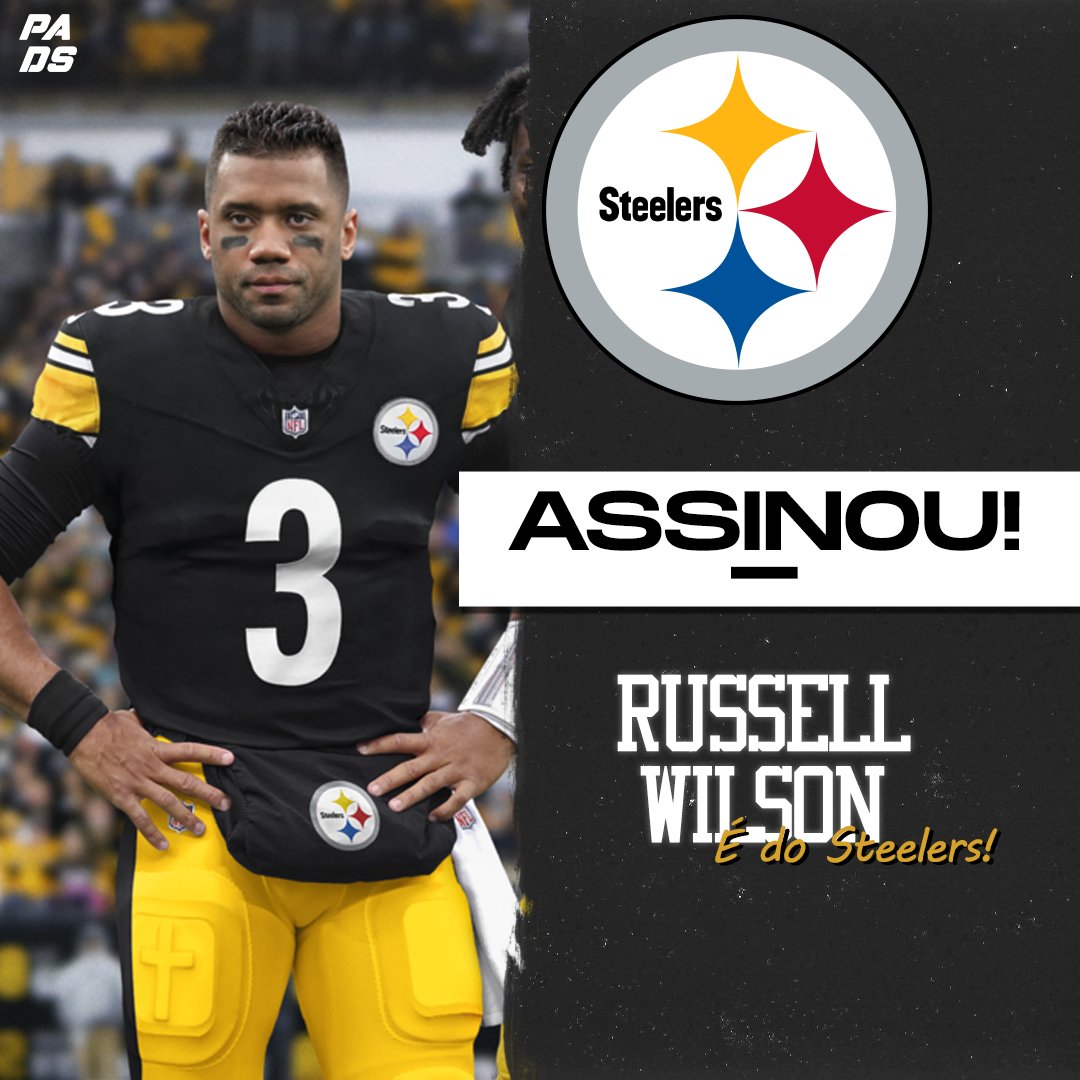 padseregatas's tweet photo. FIM DA NOVELA! 🔥

O QB Russell Wilson anunciou em suas redes sociais, na noite deste domingo (10), que jogará pelo Pittsburgh Steelers na próxima temporada.

Segundo Ian Rapoport, da NFL Network, diz que o contrato de Wilson com os Steelers será de um ano e apenas US$ 1,2 Mi. https://t.co/ipXLIQ3cV7