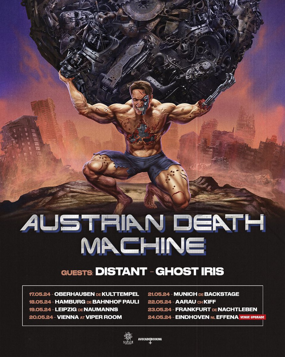 Einhoven got upgraded to the big room and Hannover got moved to Hamburg. @austriandeath x @DistantNL x @GhostIrisDK let’s go! 🎫:  lnk.to/ADM-EUTOUR2024