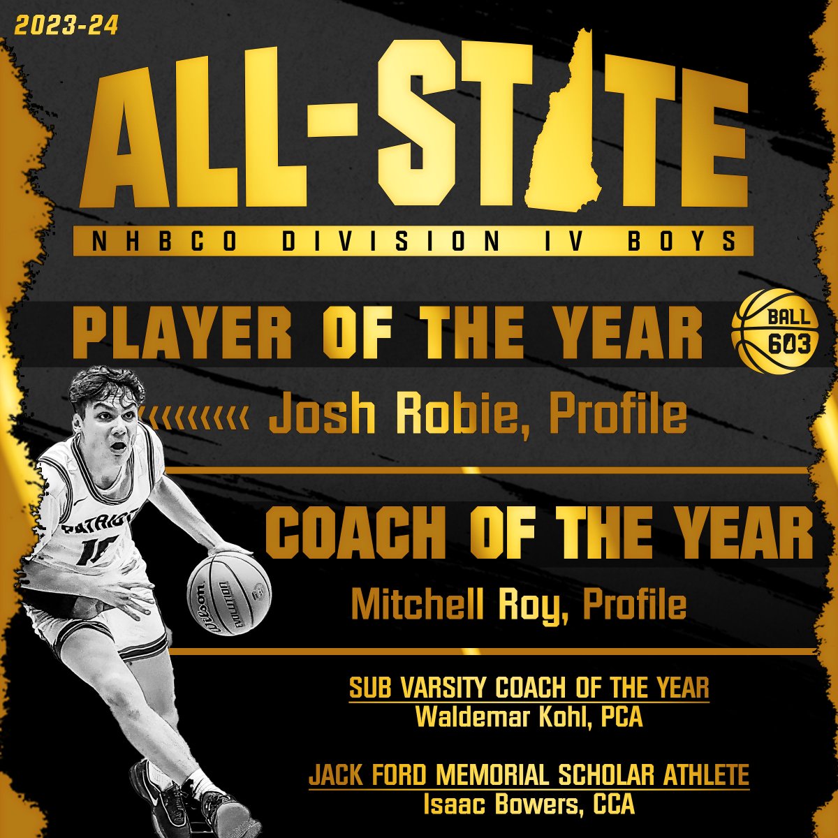Ball603NH's tweet image. The New Hampshire Basketball Coaches Organization has released its postseason awards and recognitions. Congratulations to the Division IV boys honorees...