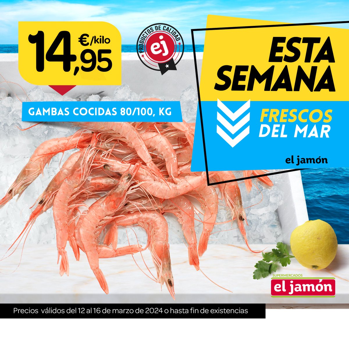 super_ElJamon's tweet photo. ¡Solo esta semana!
🦐Gambas Cocidas 80/100, 14,95€/kg
🦑Anillas Elaboradas, 5,95€/kg
🐟Filetes de Bacalao, 12,95€/kg
📌Consulta dónde están las pescaderías:
https://t.co/tNTFIFqczy
Del 12 al 16 de marzo de 2024 o fin de existencias 👌
#pescado #Frescos #eljamon #supereljamon https://t.co/ySwFG5iJNH