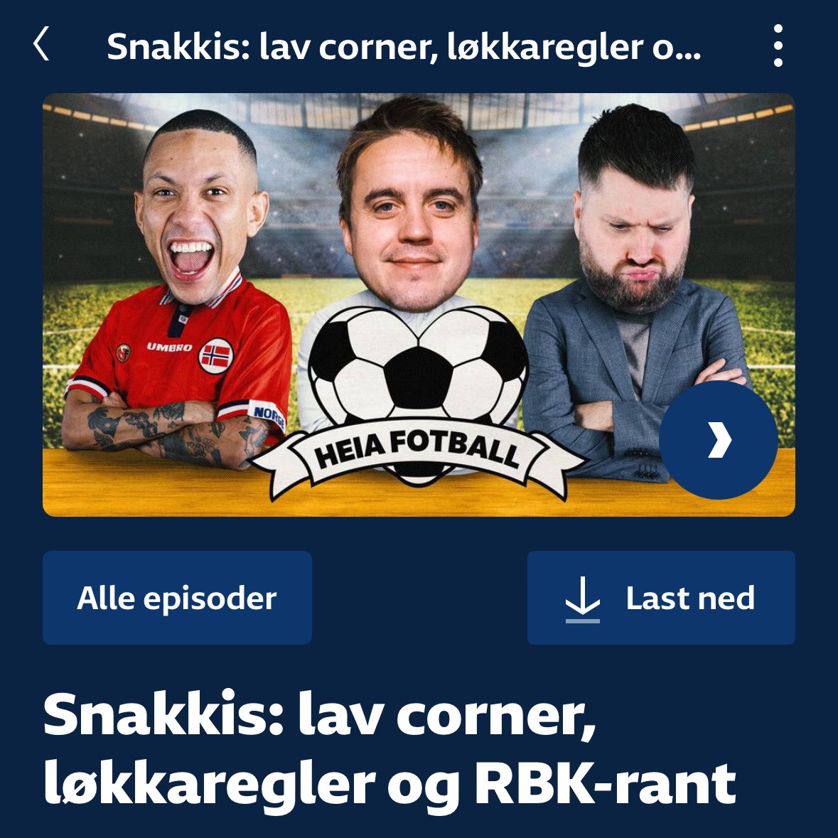 Ny snakkis ute!

Panelet diskuterer Pep Guardiolas dødballtrekk, løkkaregler i toppfotballen, og Markus Neby ranter om styringa av RBK kvinner - og egentlig hele Trøndelag.
<a href="/TeteLidbom/">Tete Lidbom</a> <a href="/svensundet/">Sven Bisgaard Sundet</a> <a href="/MarkusNeby/">Markus Ekrem Neby</a> 

Hør hele episoden her: radio.nrk.no/podkast/heia_f…