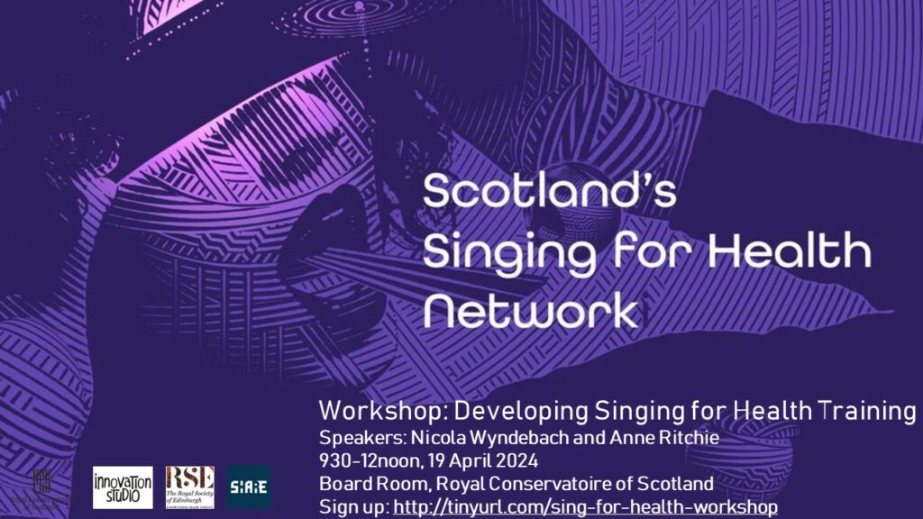 We are delighted to announce we received funding from @rcs_innovation and we will be holding our first workshop on 19 April. Full details here: portal.rcs.ac.uk/scotland-singi…. Come along! @SingtoBeat @SingSideBySide @cheynegang_COPD @artinhealthcare @SingSideBySide @NetworkSinging