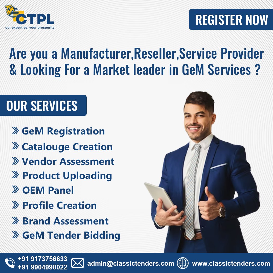 Are you a Manufacturer, Reseller or Service provider 
&amp; looking for GeM Portal Related Service ?

Get in touch with Us;

Contact Us : +91 9173756633 | +91 9904990022
Visit : classictenders.com 

#classictenders #GeMportal #GeMservice #GeMconsultant #Governmentemarketpalce