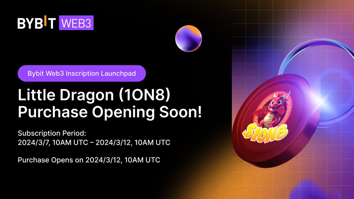 🔥 Reminder: Bybit Web3's Inscription Launchpad for <a href="/10n8BRC20/">10n8 BRC-20</a> is coming soon!

📢 $1ON8 is the first DeFi Gamified Accelerator on Bitcoin, offering Stake-to-Alpha, Stake-to-Play, and Earn rewards.

📅 Purchase Opens on: Mar 12, 2024, at 10AM UTC

✅ Bybit Wallet Requirement: