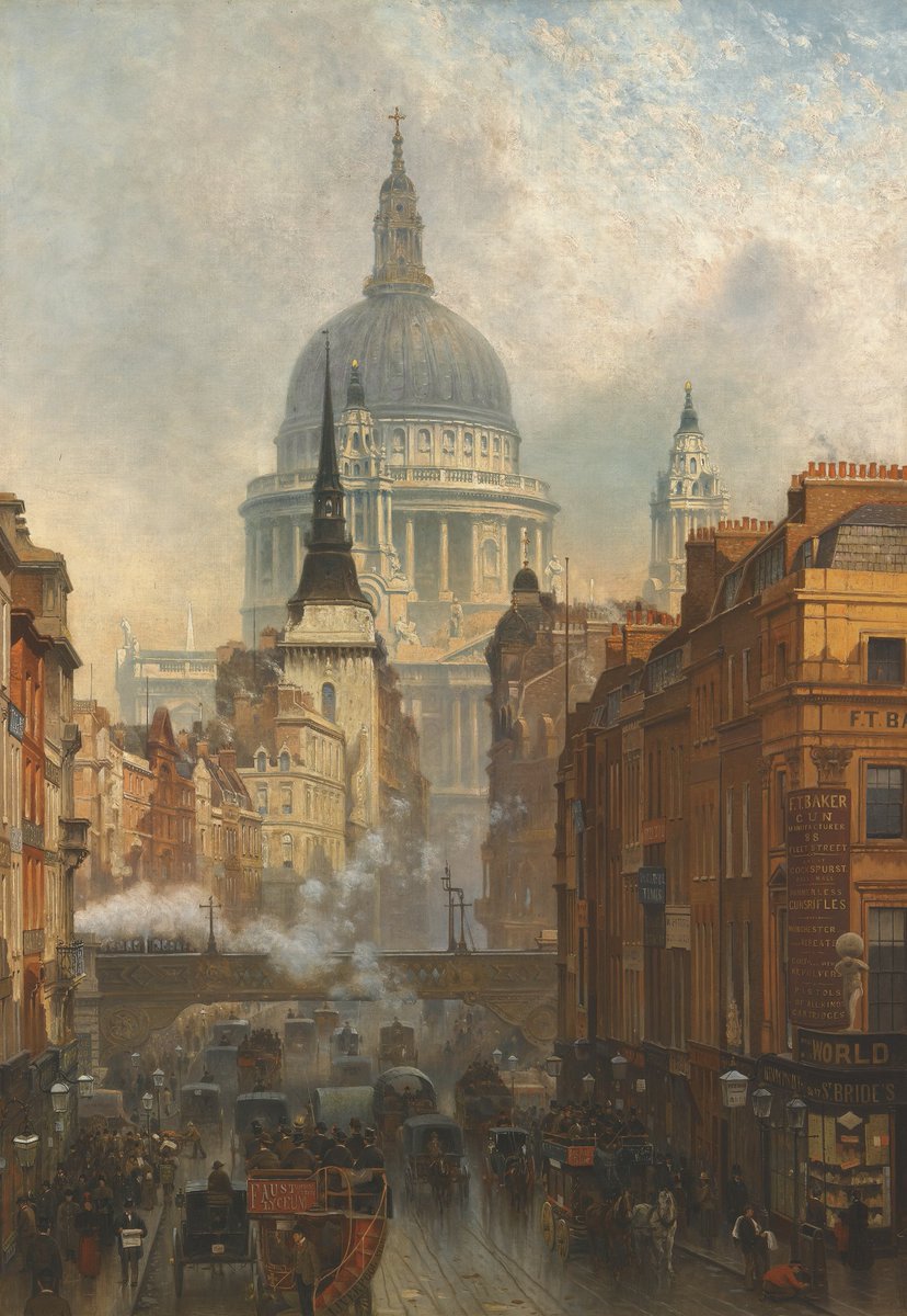 PaintingsLondon's tweet photo. Good morning! This week's theme is St Paul's Cathedral.
--------
'Ludgate, Evening' (1887) by John O'Connor

(Private collection) https://t.co/aq5mgDIZiE