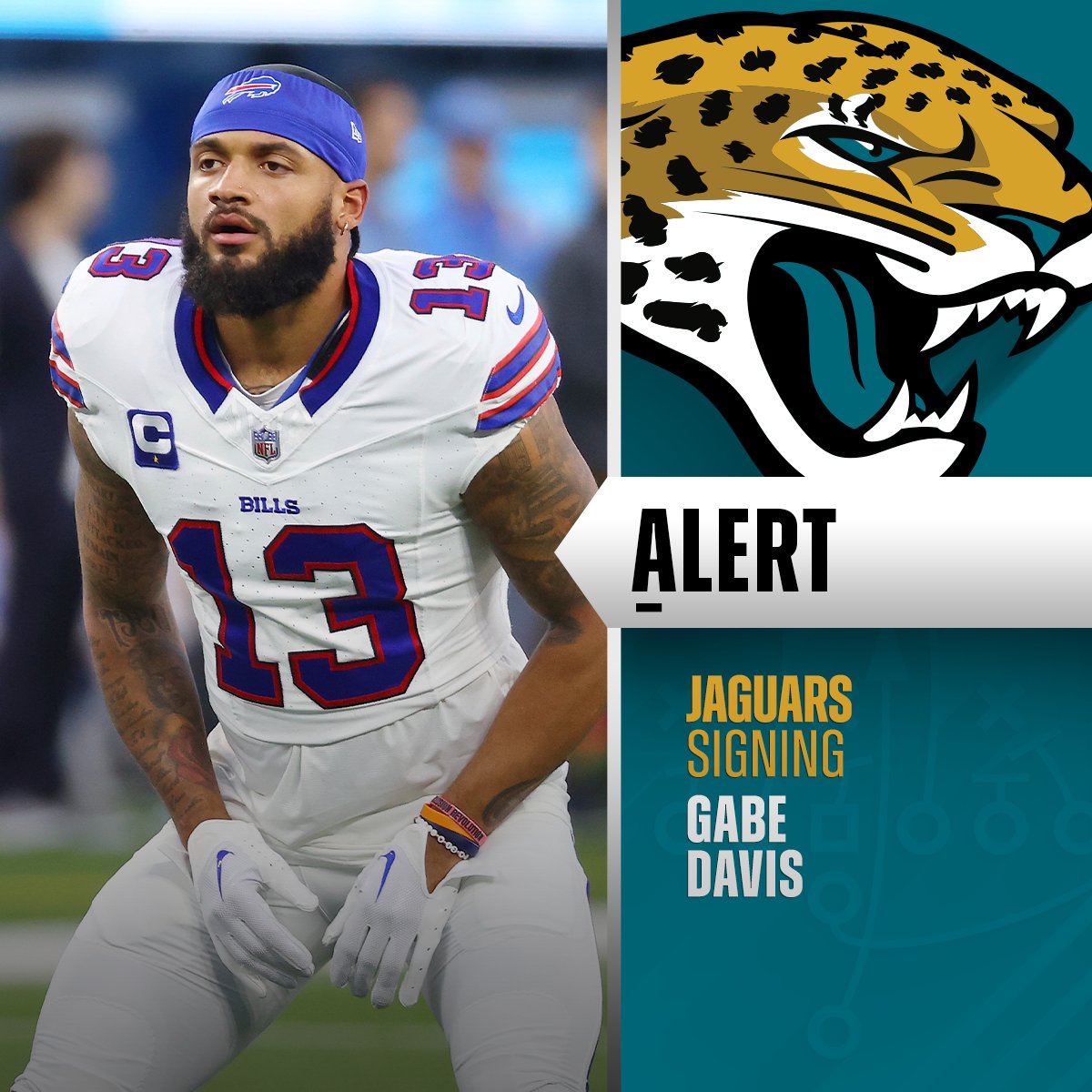 Jaguars signing WR Gabe Davis to 3-year deal. (via @RapSheet)