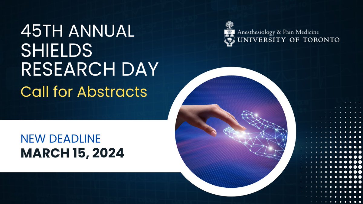 We've extended the deadline to submit an abstract for the 45th Annual #ShieldsResearchDay! The new deadline is March 15, 2024! Learn more: bit.ly/ShieldsCallfor…