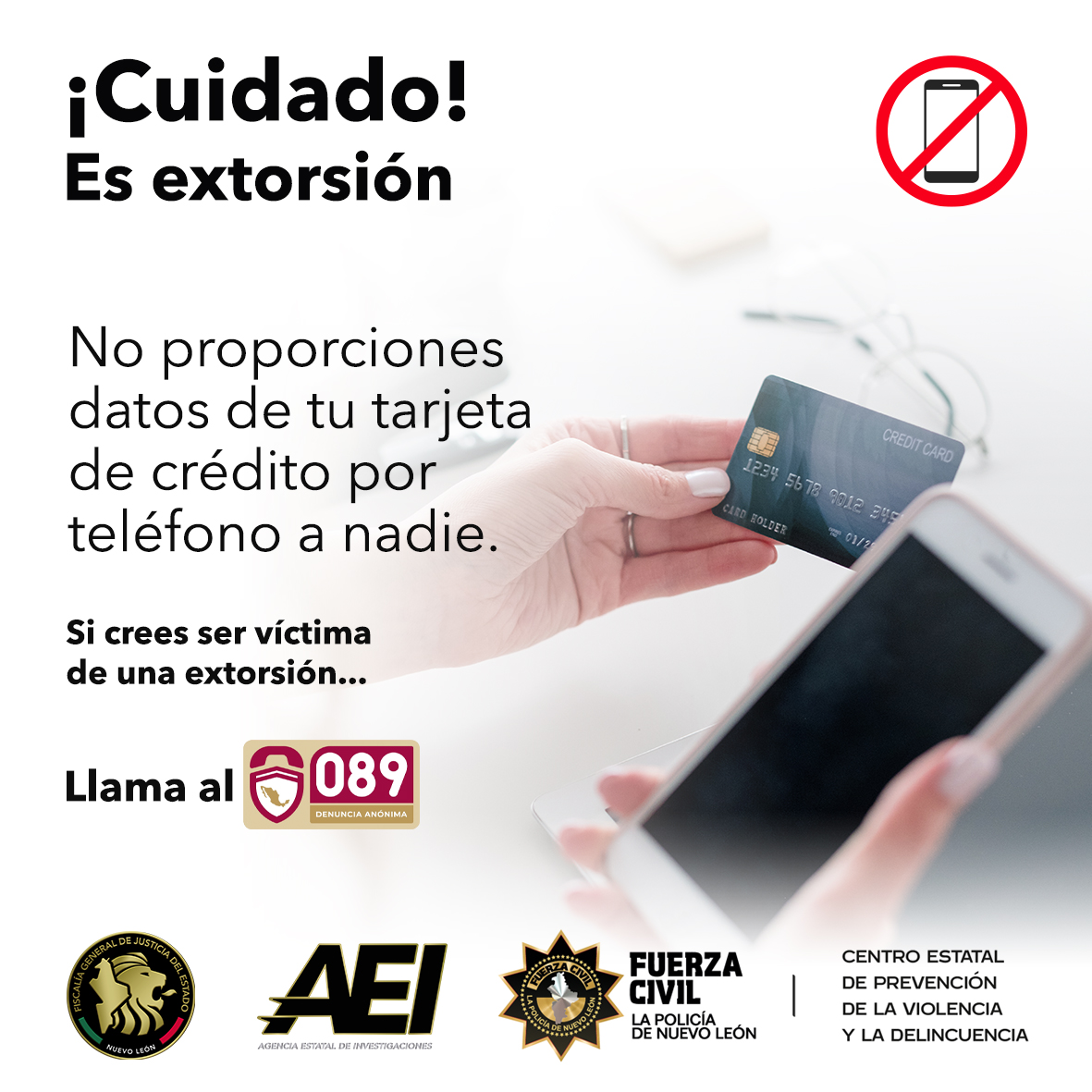 ⚠️ Evita ser víctima de extorsión, cuelga y llama al 089. #unidosvslaextorsion