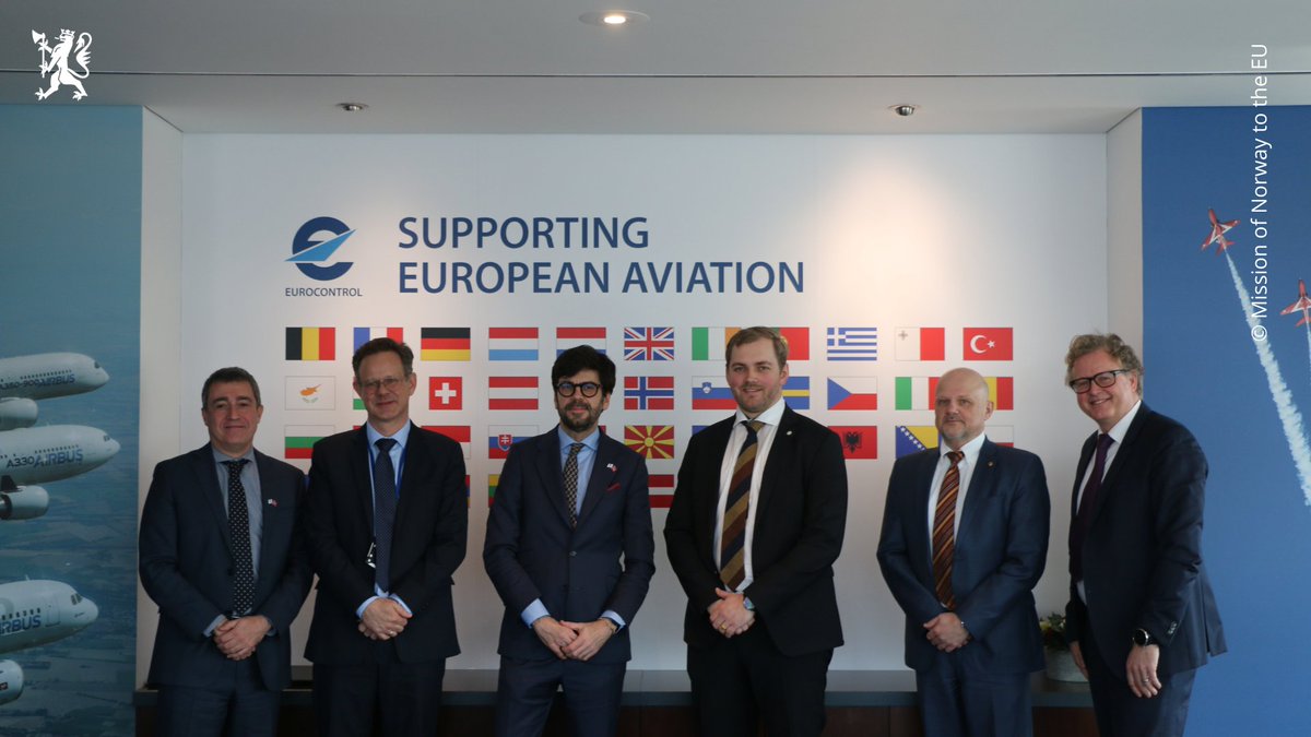 How can the 🇪🇺🇳🇴#GreenAlliance drive zero & low emission aviation? ✈️🌱 🇳🇴State Secretary Bent-Joacim Bentzen visited Brussels last week to discuss the future of aviation! Good meetings with DG at @eurocontrol Raul Medina, and Director of Aviation at DG MOVE, Filip Corneli.