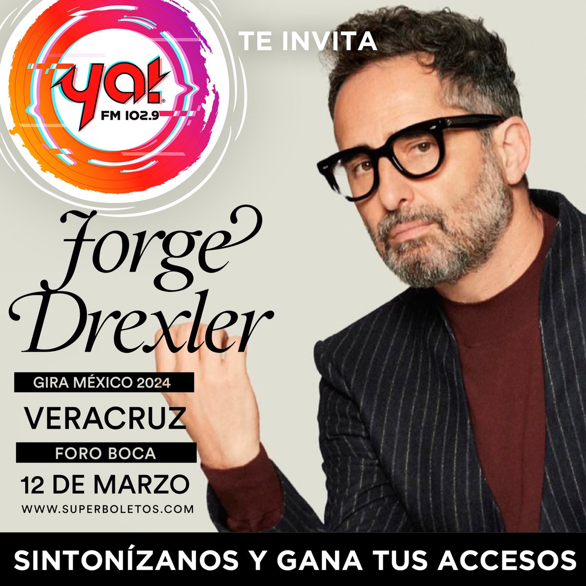 Ya! FM te lleva a ver a @drexlerjorge 🤩 👂Escúchanos por el 102.9 FM y en vivo aquí 👉🏼 ya.fm/radioplayer Y gana pases dobles 🎫🎫