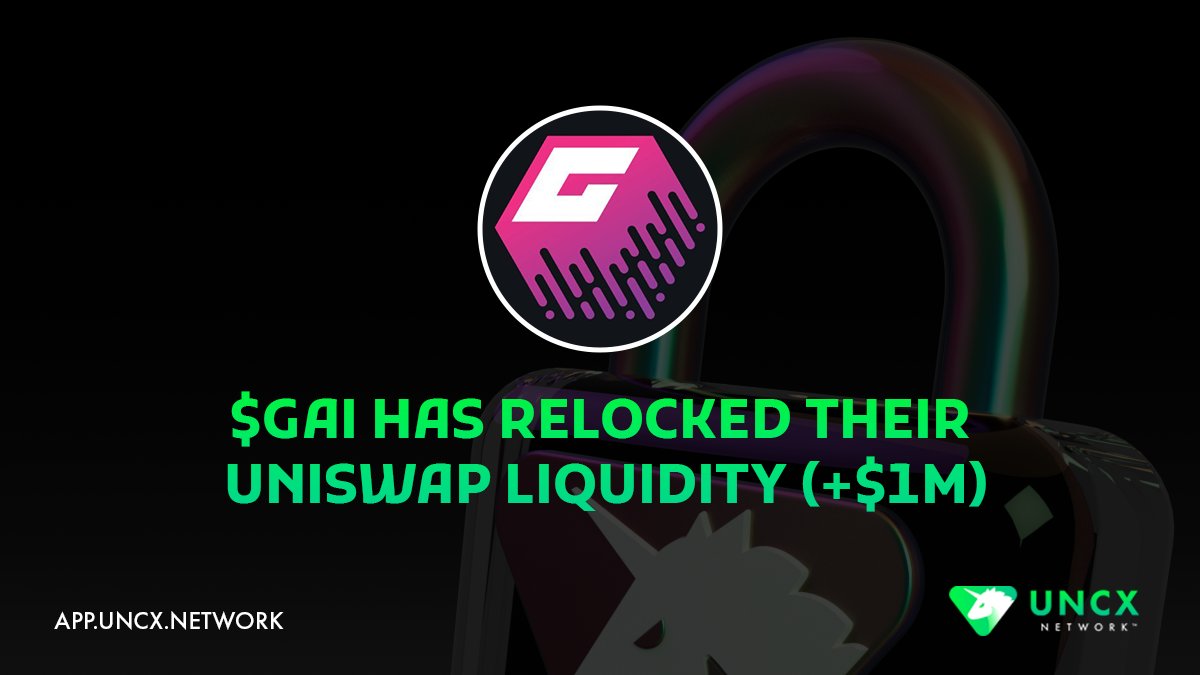 The @generaitiv team is taking $GAI's liquidity pool security seriously and has relocked 75% of their liquidity provider tokens - a lock worth over $1M! 🔒🛡️

Lock information: app.uncx.network/amm/uni-v2/pai…